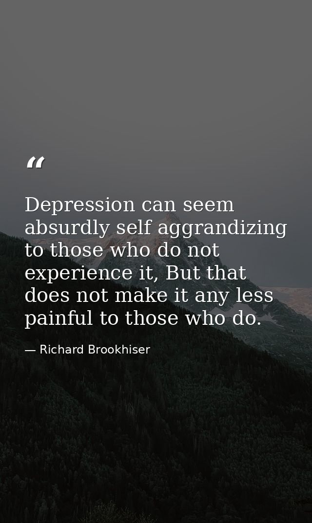 Depression can seem absurdly self aggrandizing to those who do not experience it, But that does not make it any less pai — Richard Brookhiser
