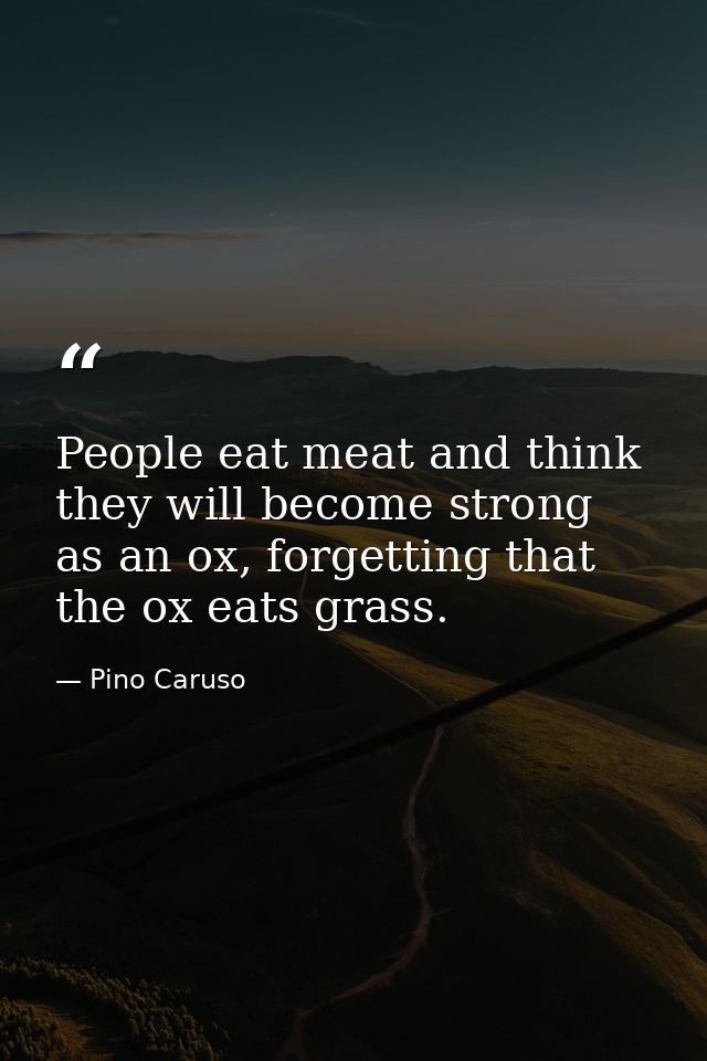 People eat meat and think they will become strong as an ox, forgetting that the ox eats grass. — Pino Caruso