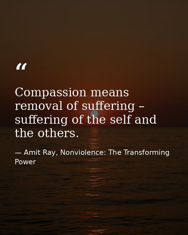 Compassion means removal of suffering – suffering of the self and the others. — Amit Ray, Nonviolence: The Transforming Power