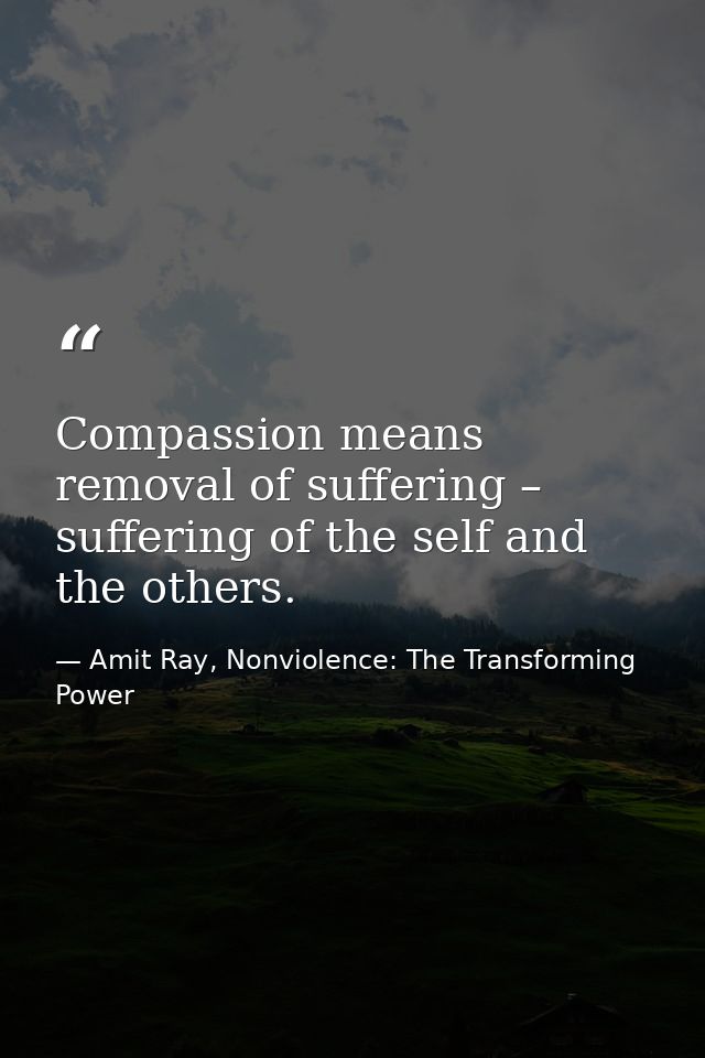 Compassion means removal of suffering – suffering of the self and the others. — Amit Ray, Nonviolence: The Transforming Power