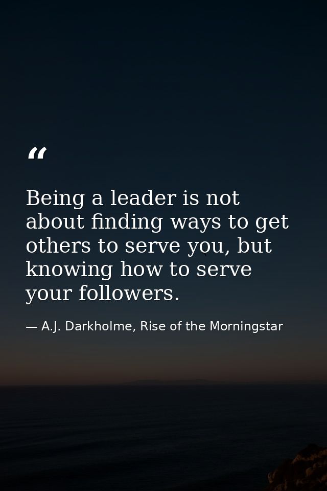Being a leader is not about finding ways to get others to serve you, but knowing how to serve your followers. — A.J. Darkholme, Rise of the Morningstar