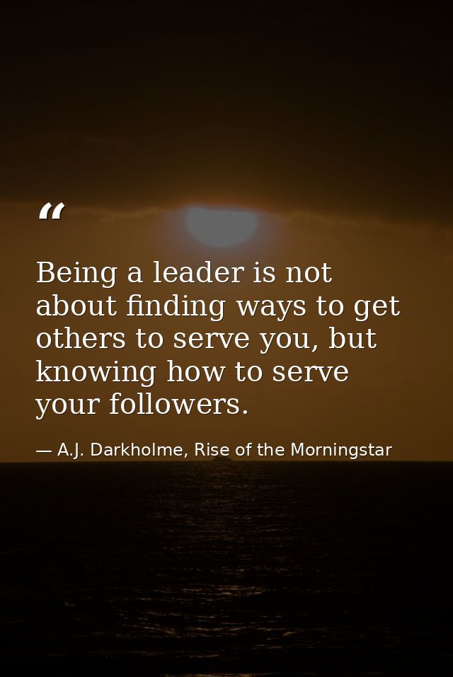 Being a leader is not about finding ways to get others to serve you, but knowing how to serve your followers. — A.J. Darkholme, Rise of the Morningstar