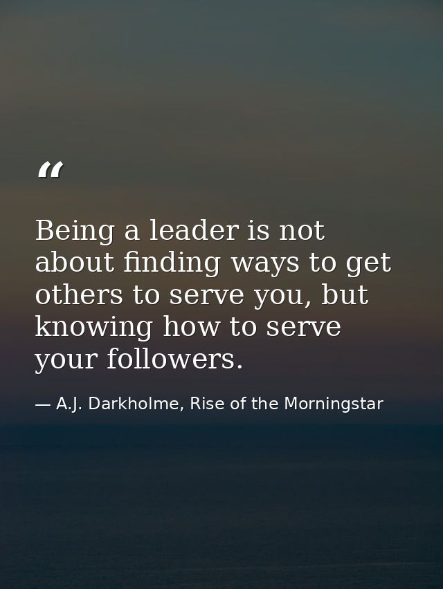 Being a leader is not about finding ways to get others to serve you, but knowing how to serve your followers. — A.J. Darkholme, Rise of the Morningstar