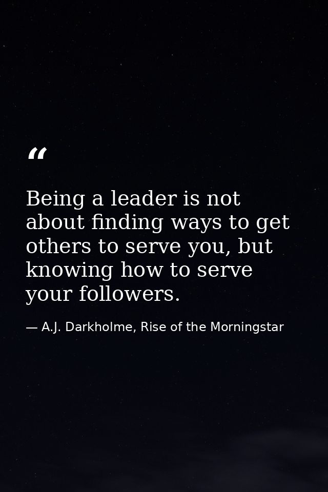 Being a leader is not about finding ways to get others to serve you, but knowing how to serve your followers. — A.J. Darkholme, Rise of the Morningstar