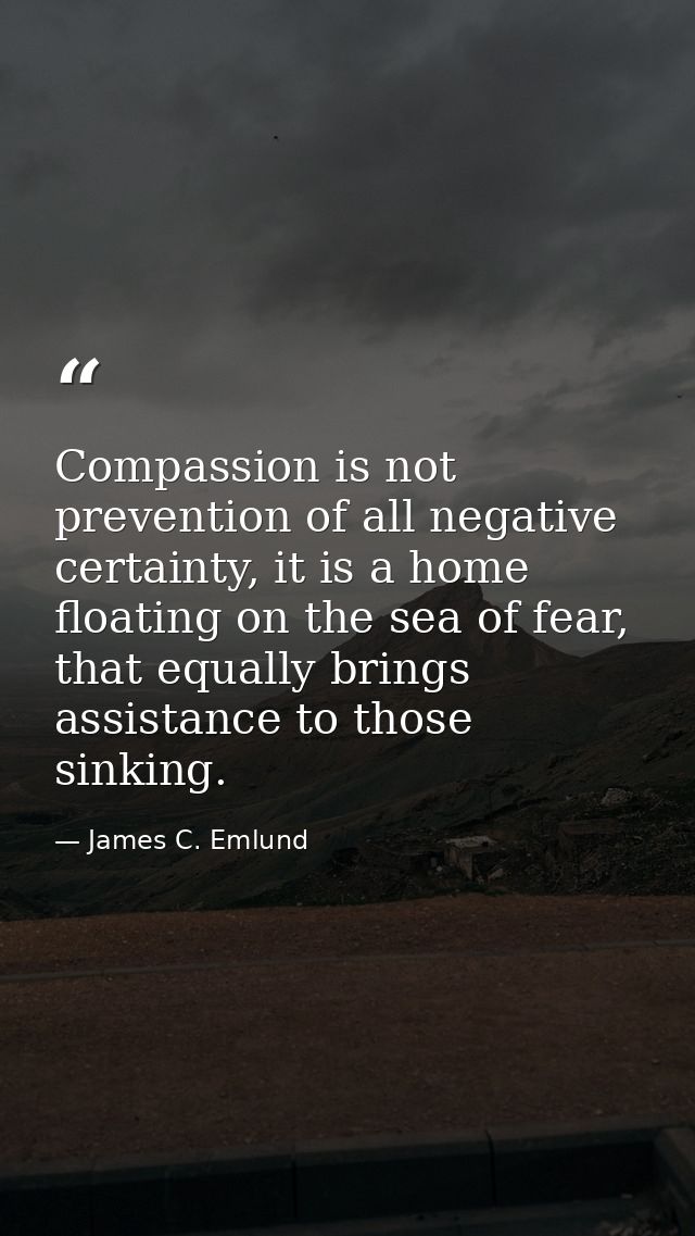 Compassion is not prevention of all negative certainty, it is a home floating on the sea of fear, that equally brings as — James C. Emlund