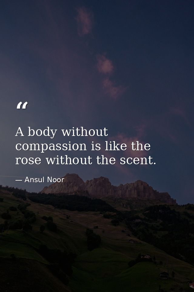 A body without compassion is like the rose without the scent. — Ansul Noor