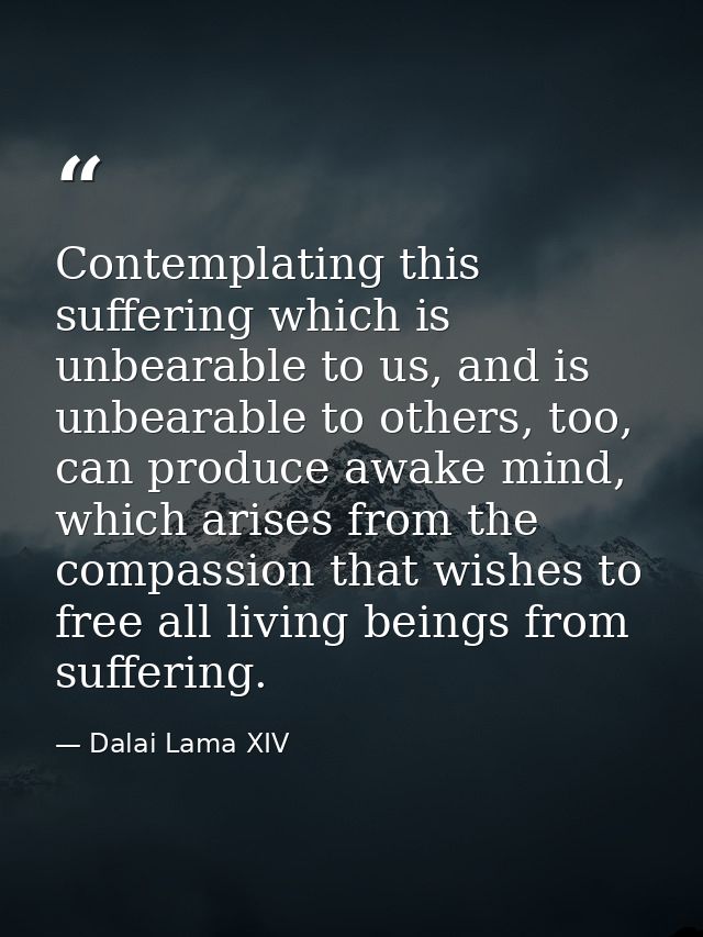 Contemplating this suffering which is unbearable to us, and is unbearable to others, too, can produce awake mind, which  — Dalai Lama XIV
