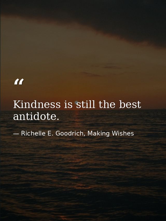 Kindness is still the best antidote. — Richelle E. Goodrich, Making Wishes