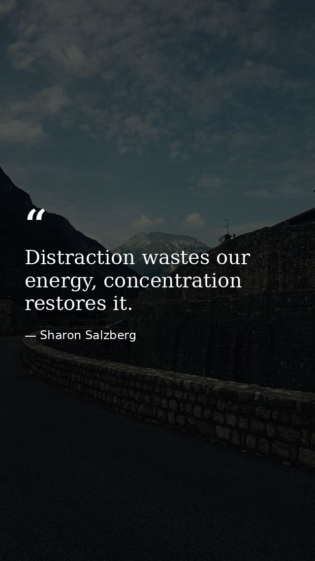Distraction wastes our energy, concentration restores it. — Sharon Salzberg