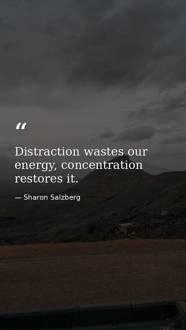 Distraction wastes our energy, concentration restores it. — Sharon Salzberg
