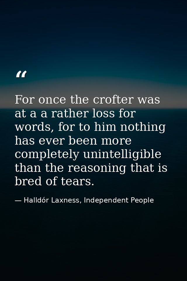 For once the crofter was at a a rather loss for words, for to him nothing has ever been more completely unintelligible t — Halldór Laxness, Independent People