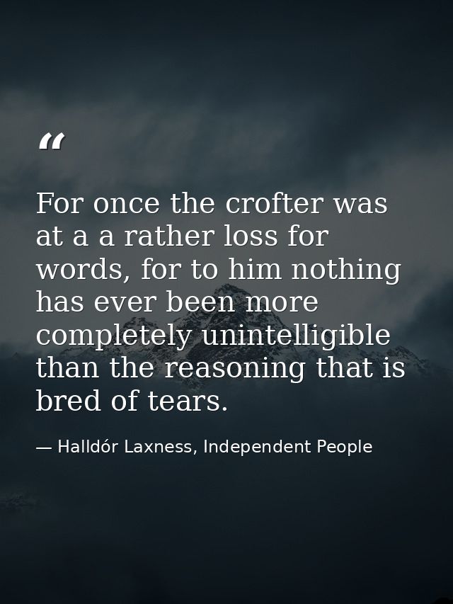 For once the crofter was at a a rather loss for words, for to him nothing has ever been more completely unintelligible t — Halldór Laxness, Independent People