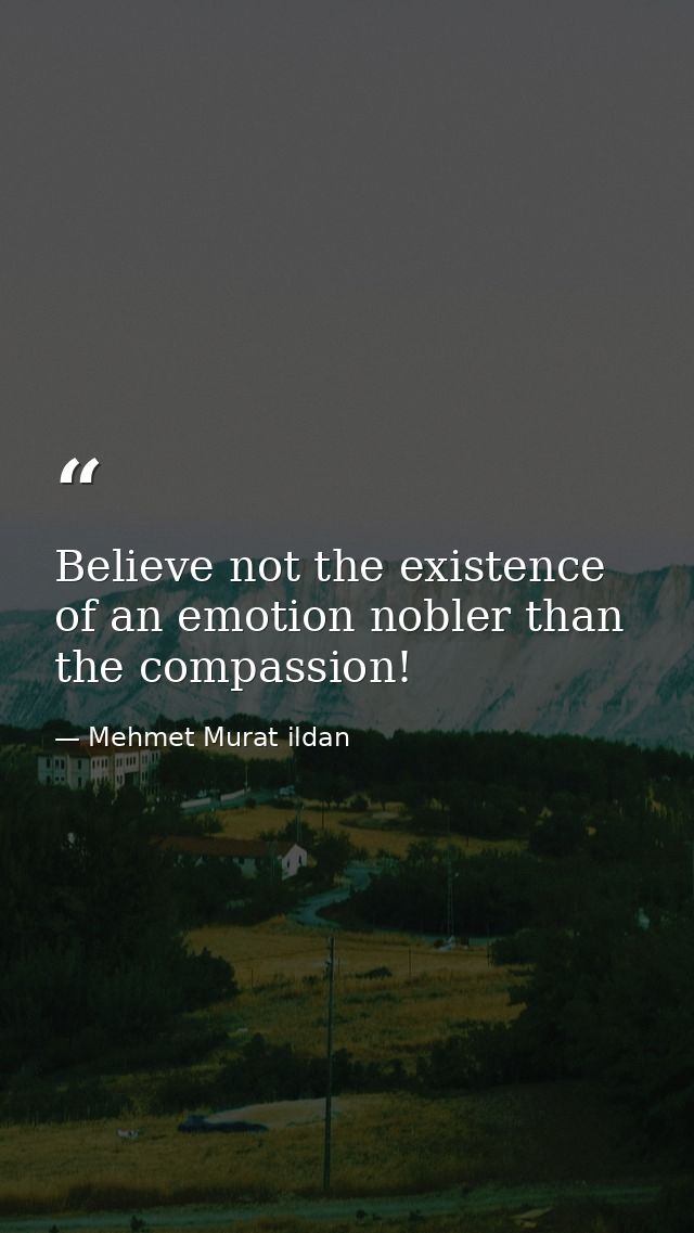 Believe not the existence of an emotion nobler than the compassion! — Mehmet Murat ildan