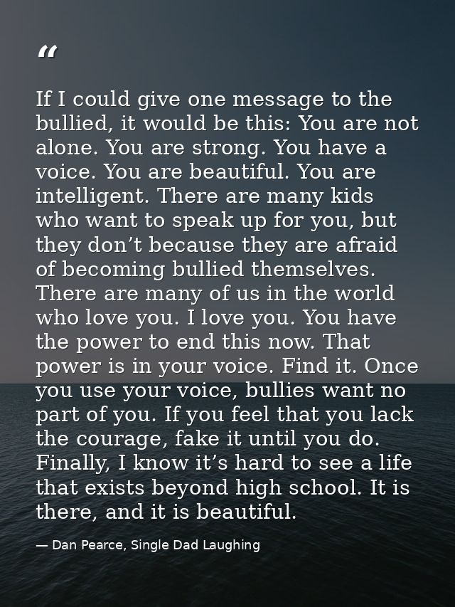 If I could give one message to the bullied, it would be this: You are not alone. You are strong. You have a voice. You a — Dan Pearce, Single Dad Laughing