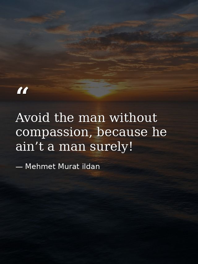 Avoid the man without compassion, because he ain’t a man surely! — Mehmet Murat ildan