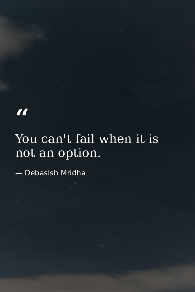 You can't fail when it is not an option. — Debasish Mridha
