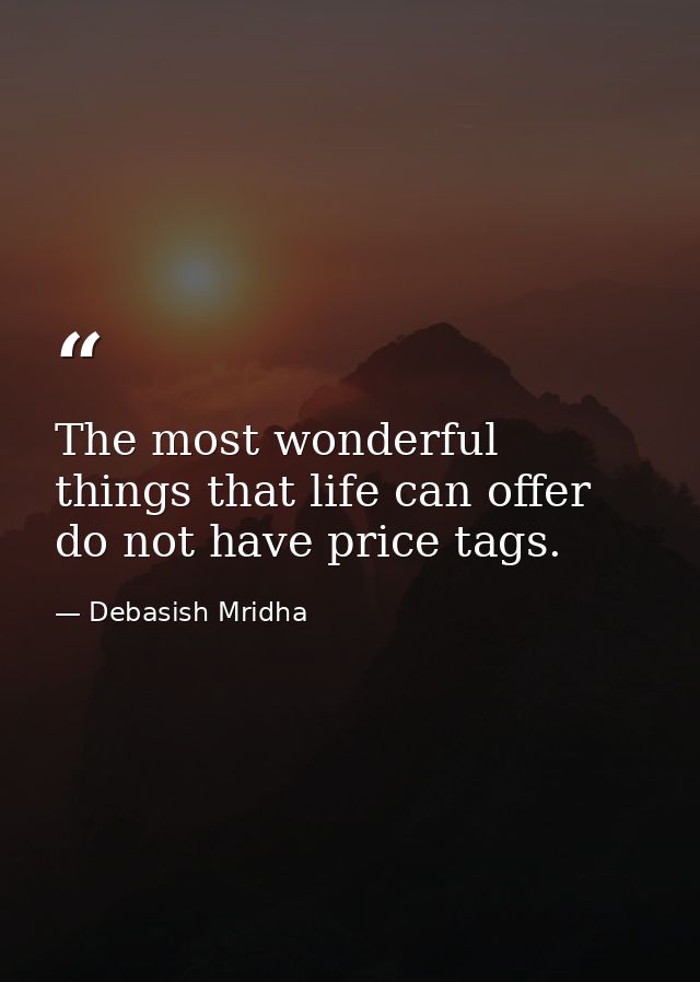 The most wonderful things that life can offer do not have price tags. — Debasish Mridha