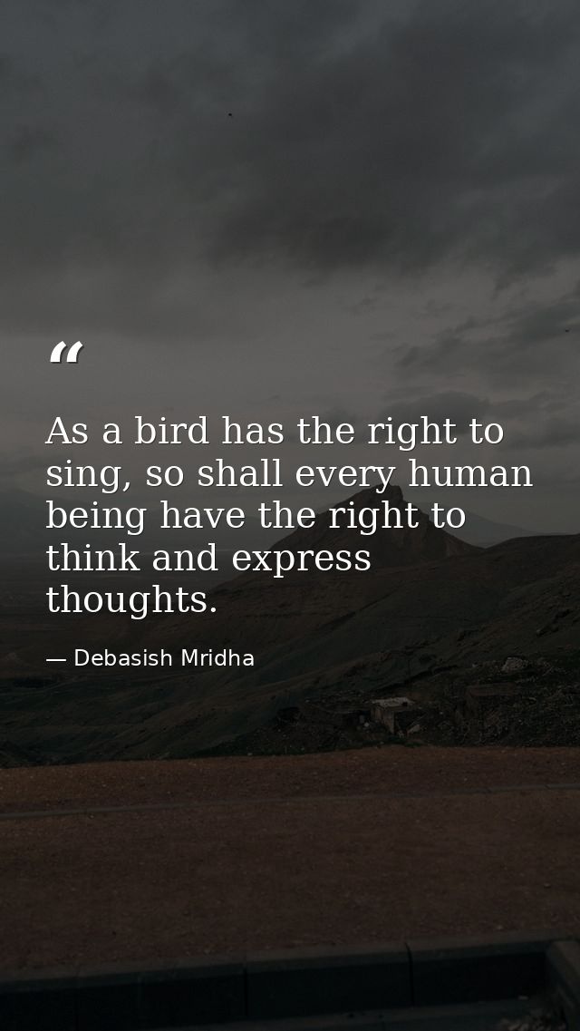 As a bird has the right to sing, so shall every human being have the right to think and express thoughts. — Debasish Mridha