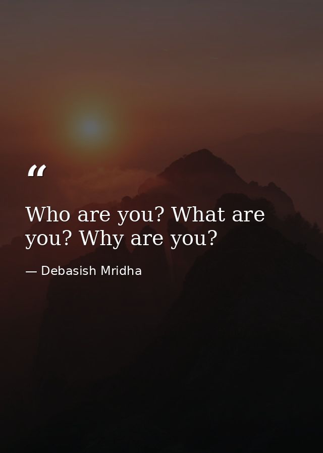 Who are you? What are you? Why are you? — Debasish Mridha