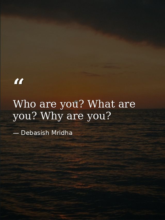 Who are you? What are you? Why are you? — Debasish Mridha
