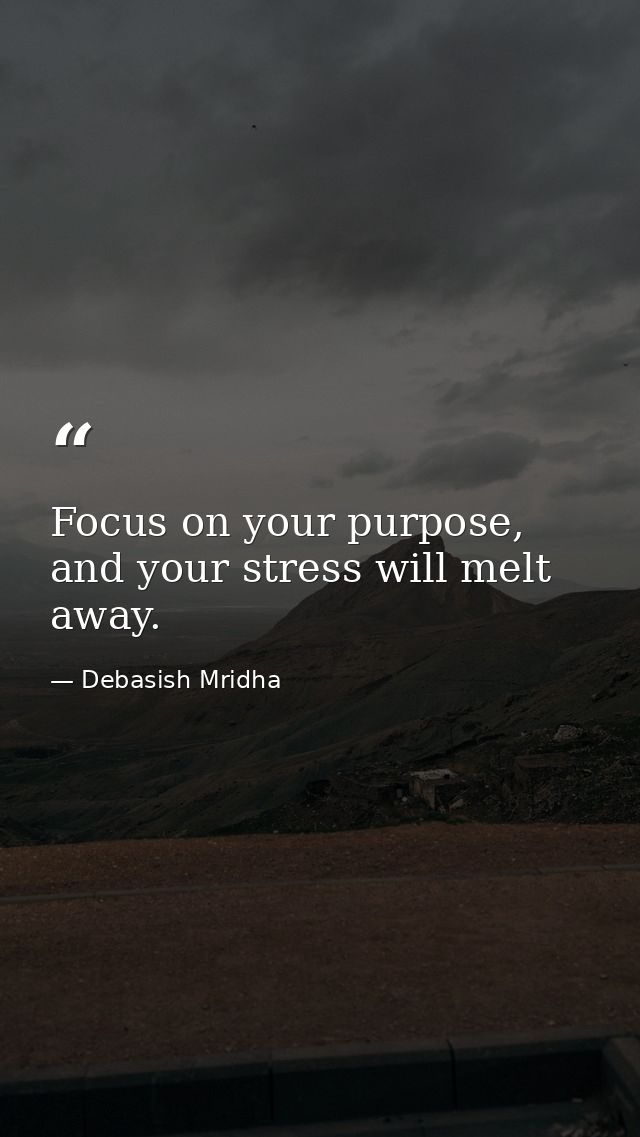 Focus on your purpose, and your stress will melt away. — Debasish Mridha