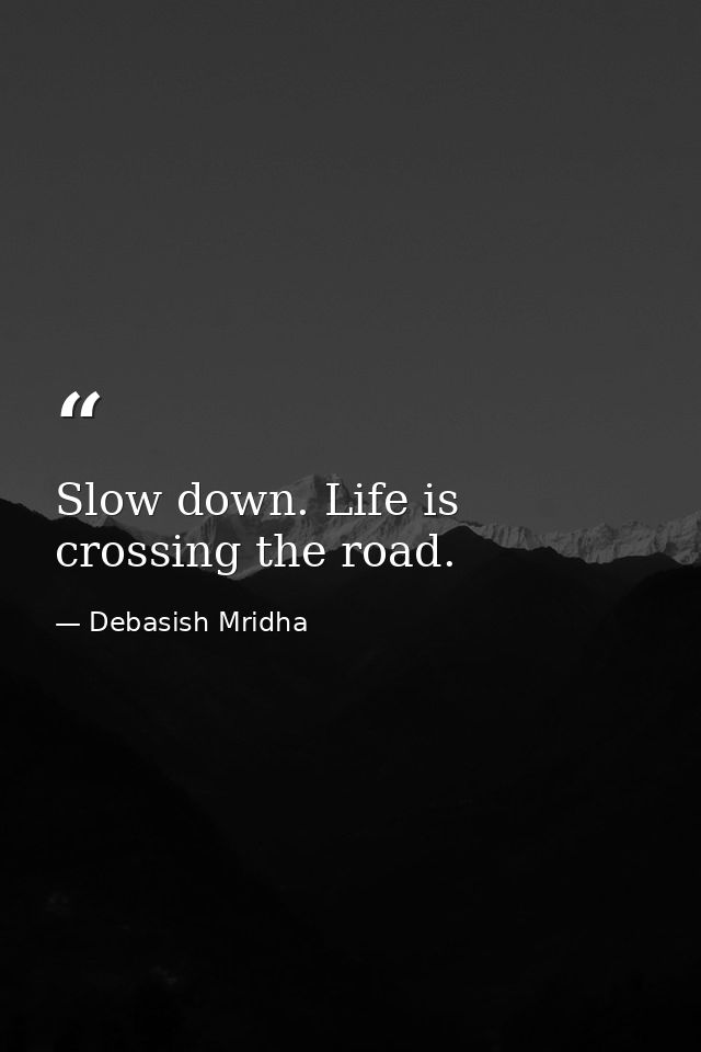 Slow down. Life is crossing the road. — Debasish Mridha
