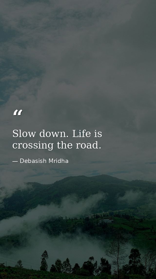 Slow down. Life is crossing the road. — Debasish Mridha