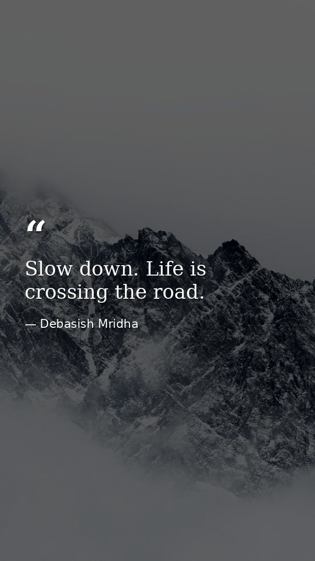 Slow down. Life is crossing the road. — Debasish Mridha