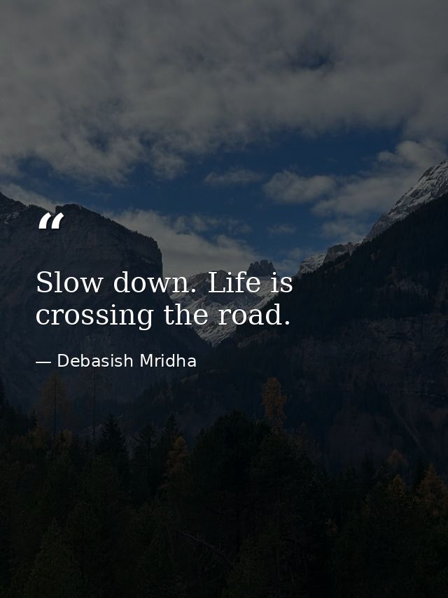 Slow down. Life is crossing the road. — Debasish Mridha
