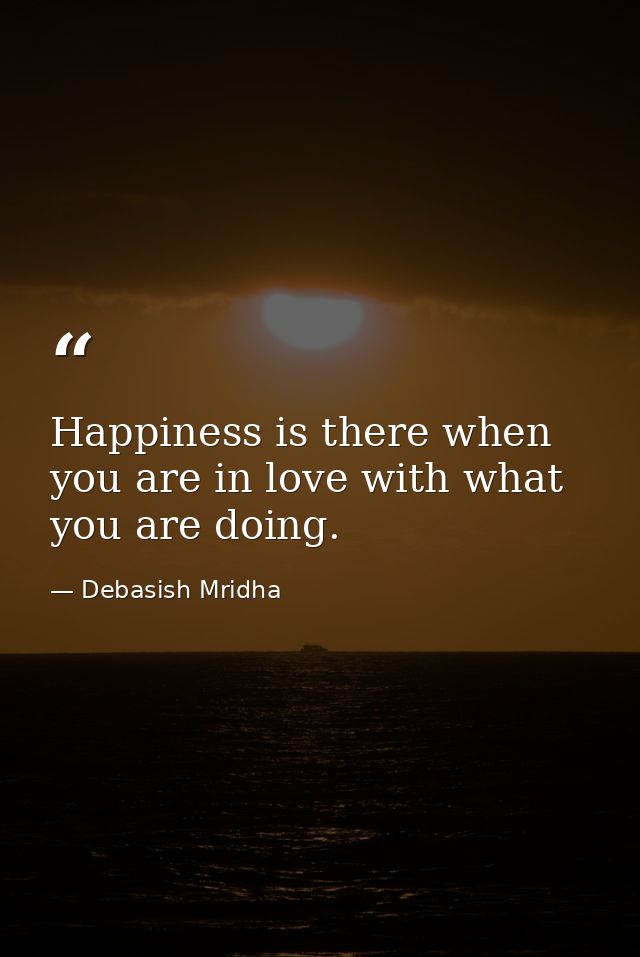 Happiness is there when you are in love with what you are doing. — Debasish Mridha