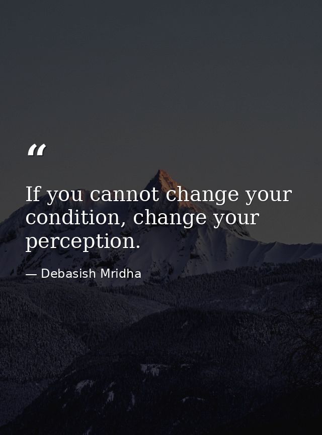 If you cannot change your condition, change your perception. — Debasish Mridha