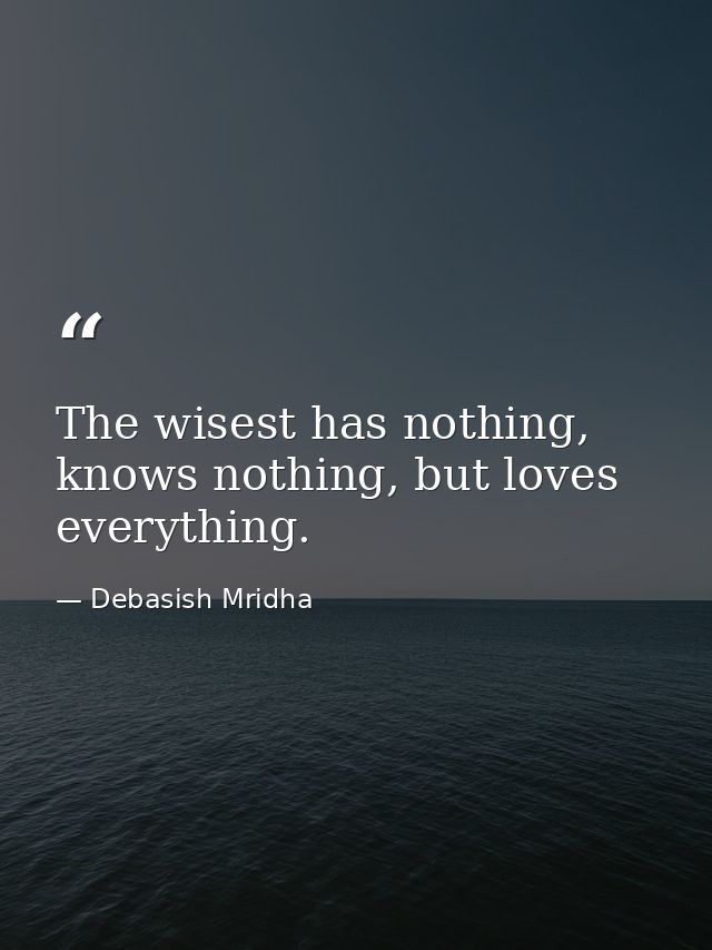 The wisest has nothing, knows nothing, but loves everything. — Debasish Mridha