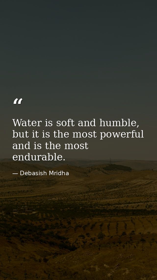 Water is soft and humble, but it is the most powerful and is the most endurable. — Debasish Mridha