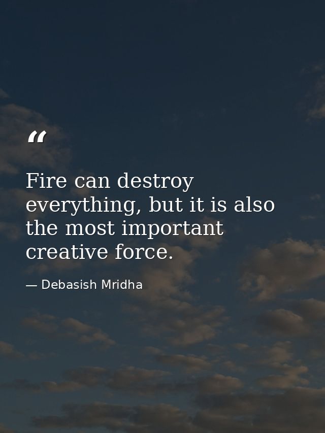 Fire can destroy everything, but it is also the most important creative force. — Debasish Mridha