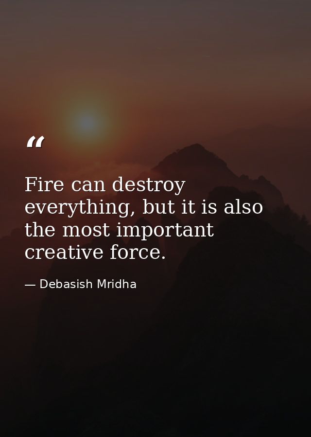 Fire can destroy everything, but it is also the most important creative force. — Debasish Mridha