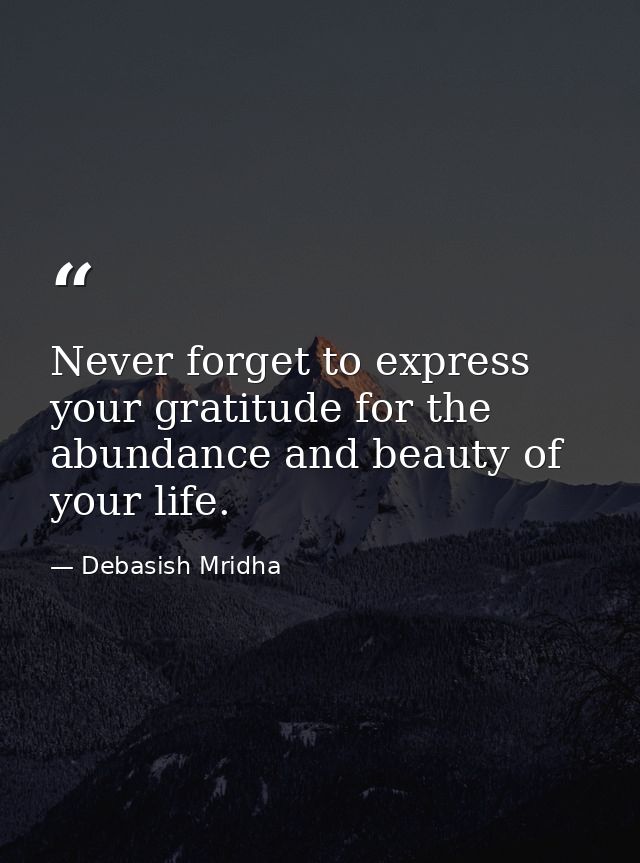 Never forget to express your gratitude for the abundance and beauty of your life. — Debasish Mridha