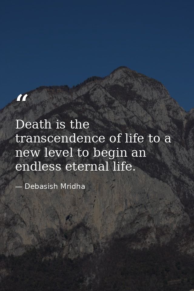 Death is the transcendence of life to a new level to begin an endless eternal life. — Debasish Mridha