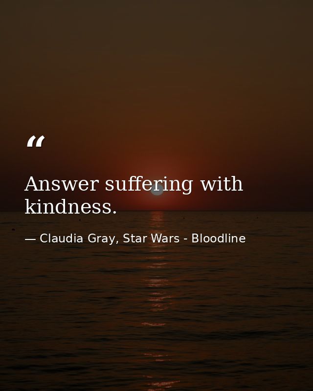 Answer suffering with kindness. — Claudia Gray, Star Wars - Bloodline