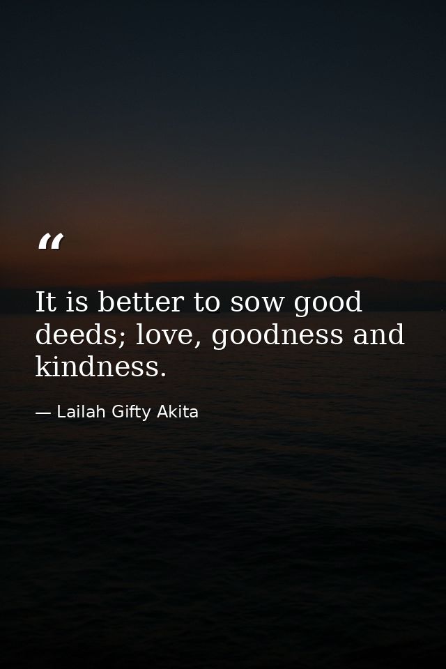 It is better to sow good deeds; love, goodness and kindness. — Lailah Gifty Akita