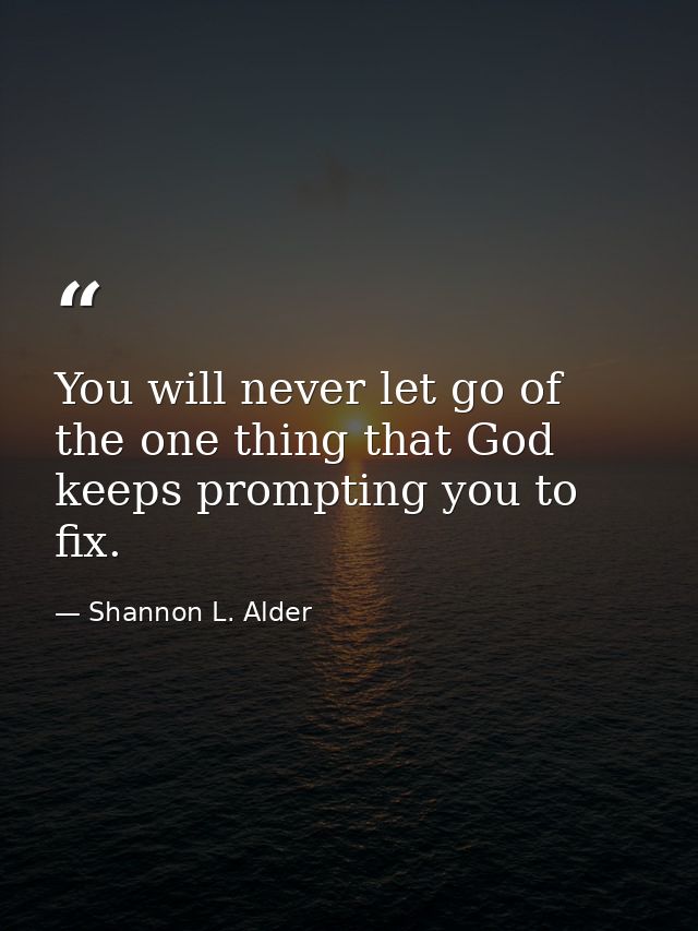 You will never let go of the one thing that God keeps prompting you to fix. — Shannon L. Alder