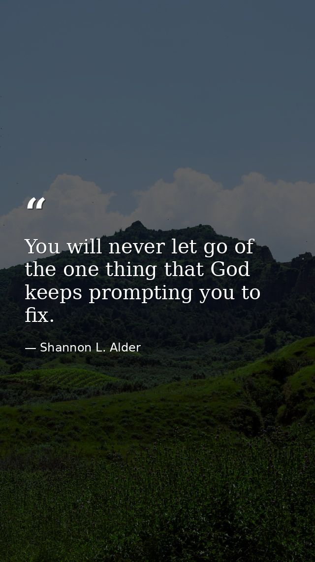 You will never let go of the one thing that God keeps prompting you to fix. — Shannon L. Alder