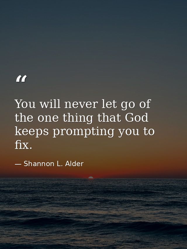 You will never let go of the one thing that God keeps prompting you to fix. — Shannon L. Alder