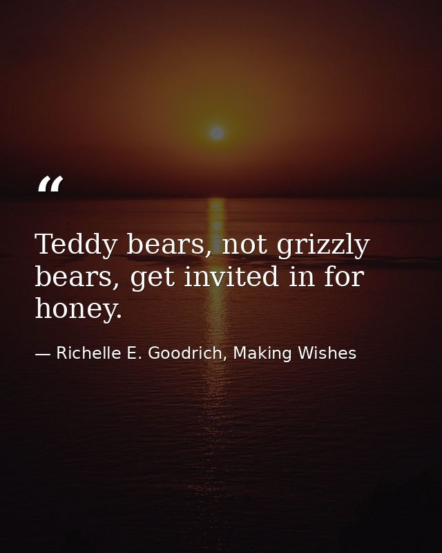 Teddy bears, not grizzly bears, get invited in for honey. — Richelle E. Goodrich, Making Wishes
