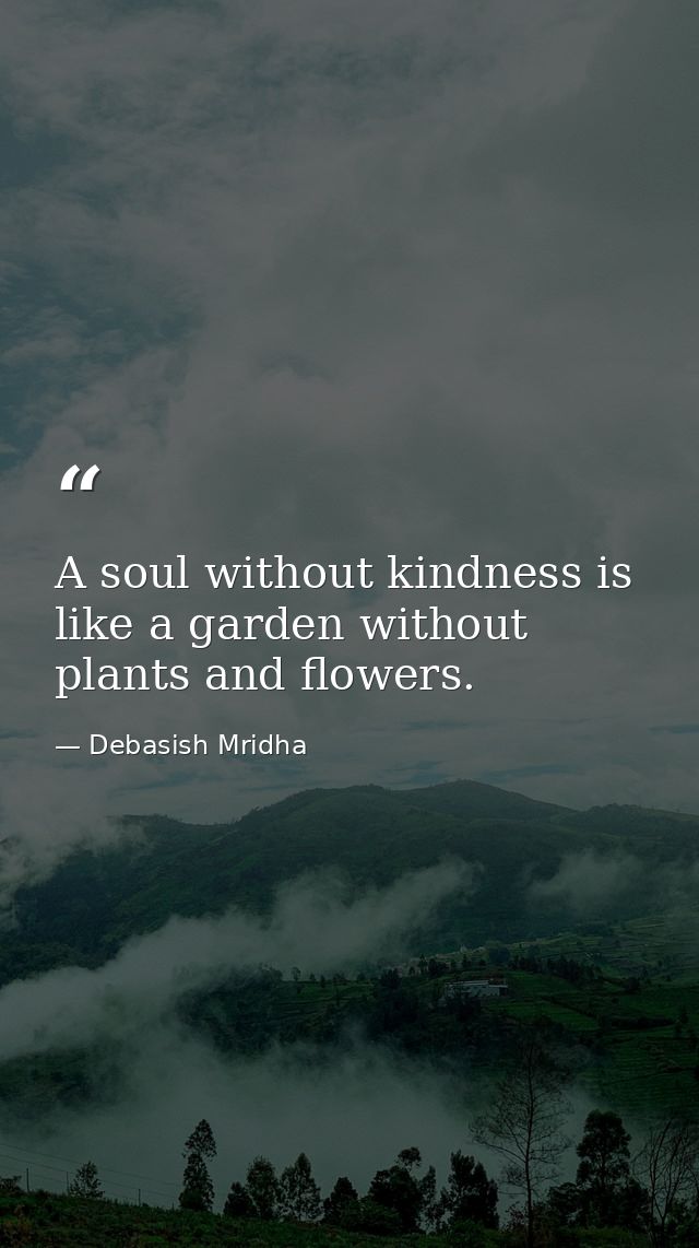 A soul without kindness is like a garden without plants and flowers. — Debasish Mridha
