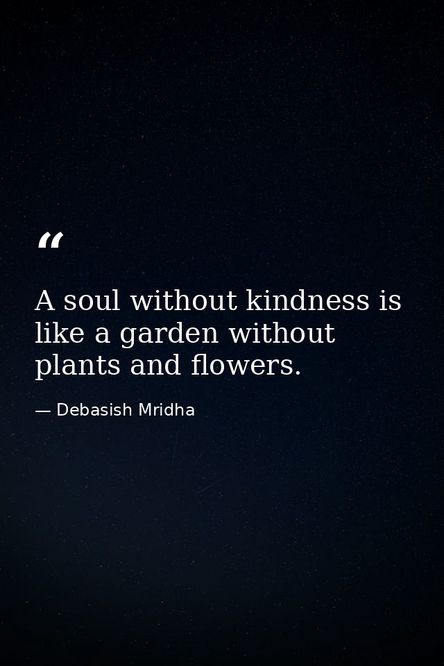 A soul without kindness is like a garden without plants and flowers. — Debasish Mridha