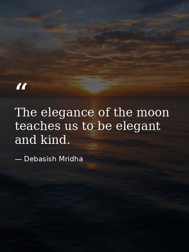 The elegance of the moon teaches us to be elegant and kind. — Debasish Mridha