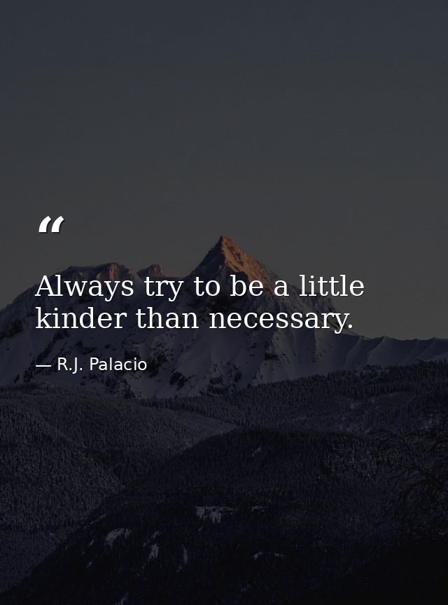 Always try to be a little kinder than necessary. — R.J. Palacio