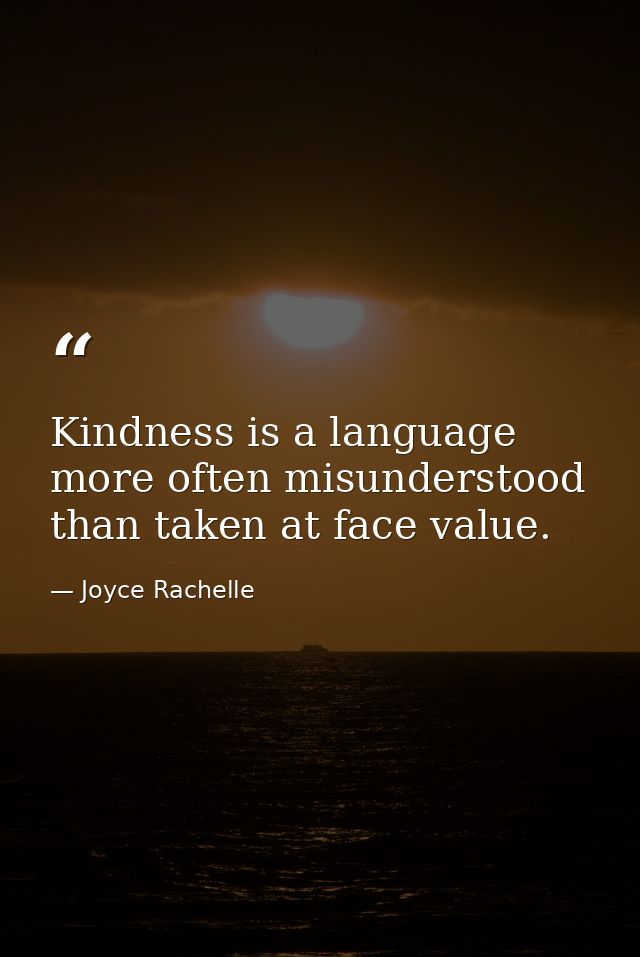 Kindness is a language more often misunderstood than taken at face value. — Joyce Rachelle