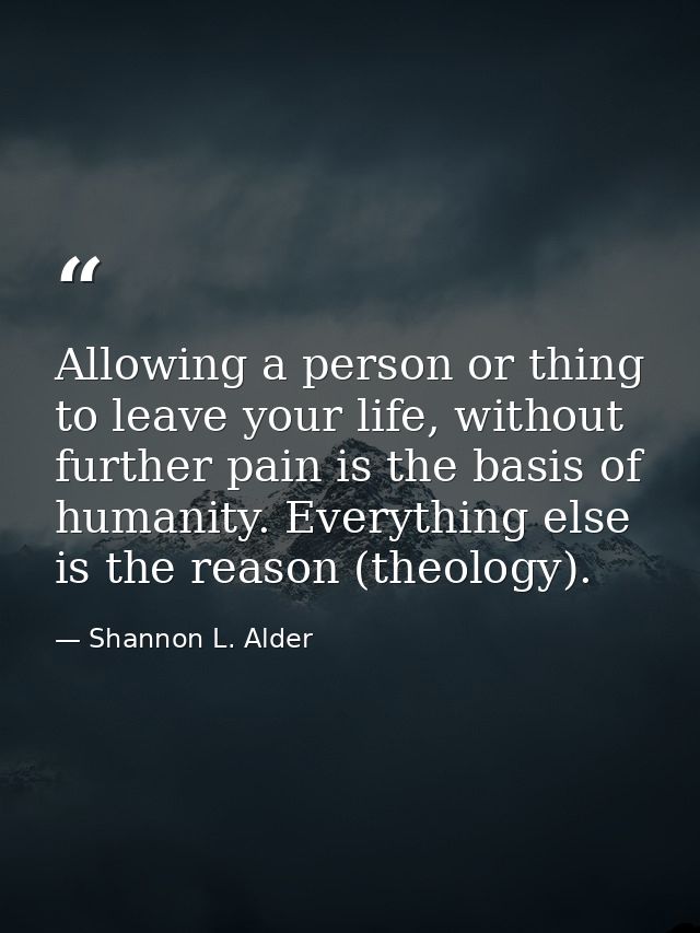 Allowing a person or thing to leave your life, without further pain is the basis of humanity. Everything else is the rea — Shannon L. Alder