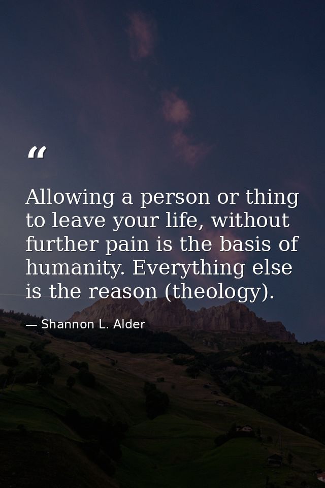 Allowing a person or thing to leave your life, without further pain is the basis of humanity. Everything else is the rea — Shannon L. Alder